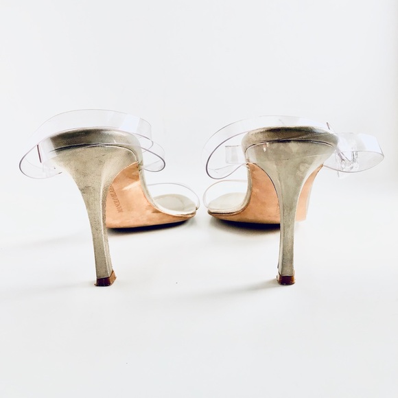 Manolo Blahnik Pewter Sandals with Clear Straps - Picture 4 of 16